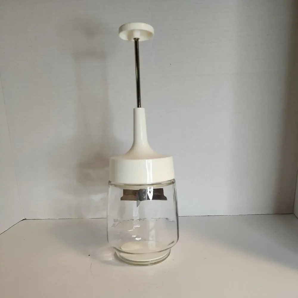 Vtg GEMCO Nut Chopper White Topper Glass Jar Stainless Blade Made in USA